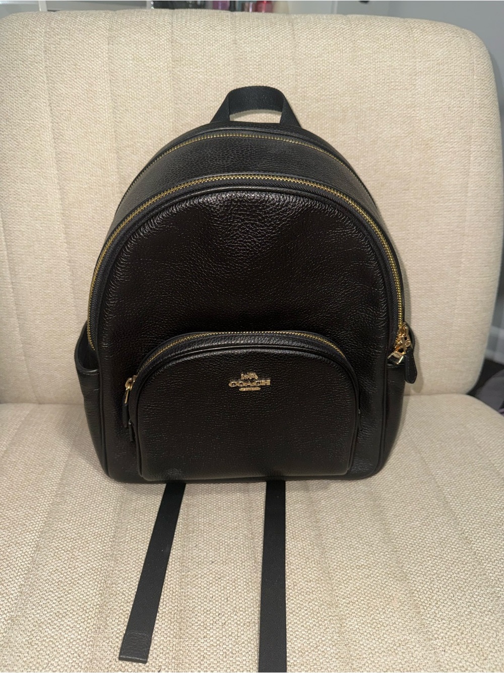 Coach Brown Pebbled Leather Mini Backpack with Gold Hardware